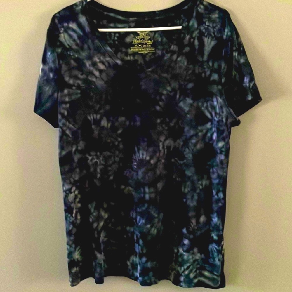 Tie Dye V neck T Blue